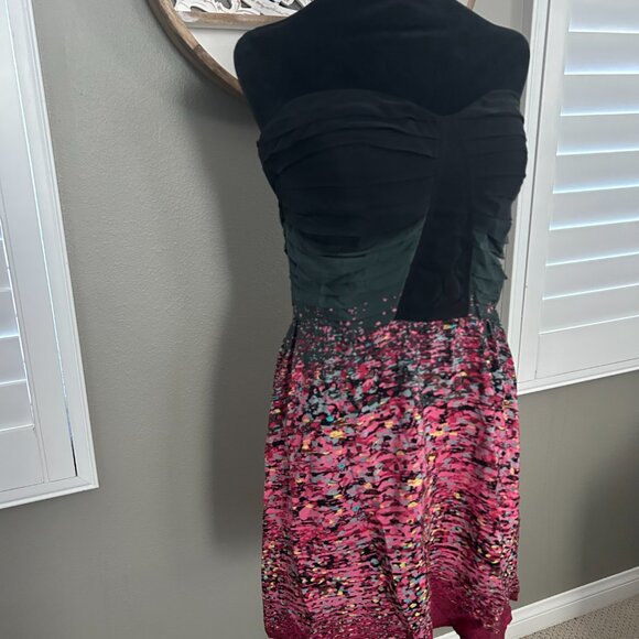 Anthropologie Charlie Jade Mini Dress 100% Silk Strapless Printed Ruched SZL - Picture 8 of 10